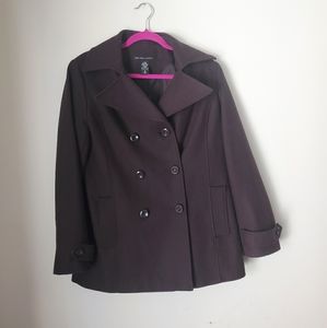 New York & Company Chocolate Brown Pea Coat, Sz 8